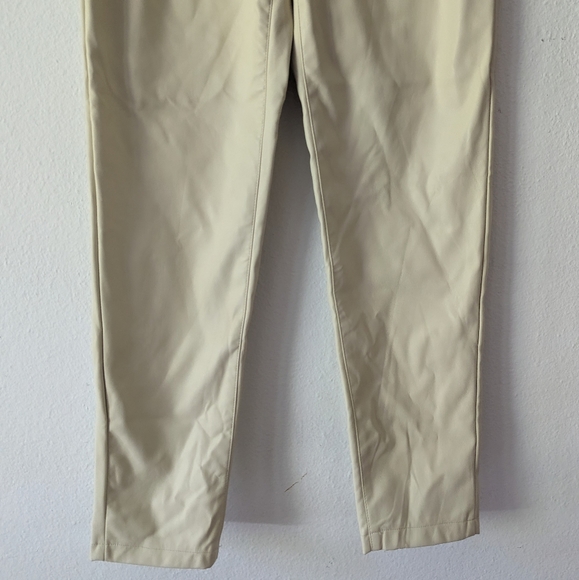 PrettyLittleThing Faux Leather Cream Pnats - Picture 4 of 10